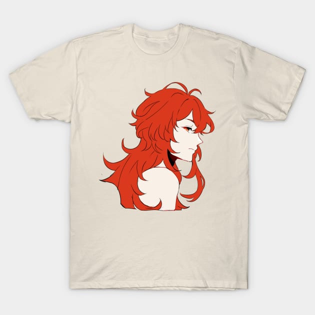 Genshin Impact - Long Hair Diluc T-Shirt by MykaAndSalmon